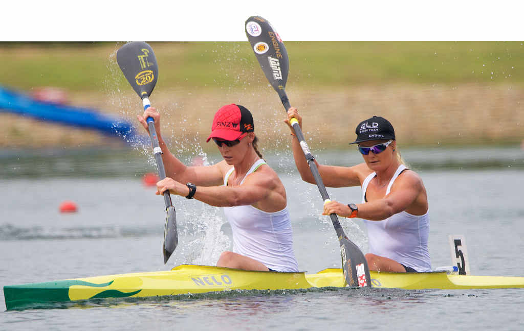 POWERING AHEAD: The Sunshine Coast’s Alyce Burnett and Alyssa Bull get down to business at the Sydney International Regatta Centre. POWERING AHEAD: The Sunshine Coast’s Alyce Burnett and Alyssa Bull get down to business at the Sydney International Regatta Centre.